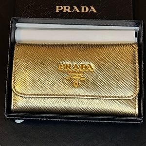 Prada Metallic Gold Key Holder